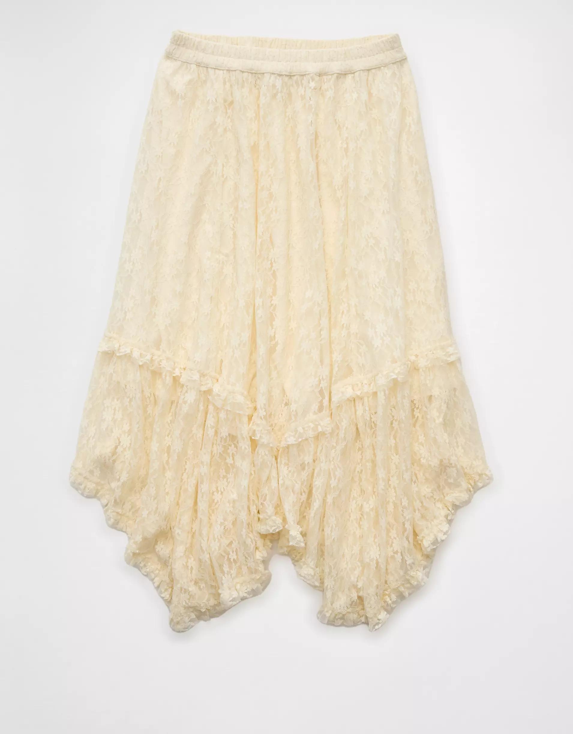 AE Lace Handkerchief Hem Maxi Skirt Product Image