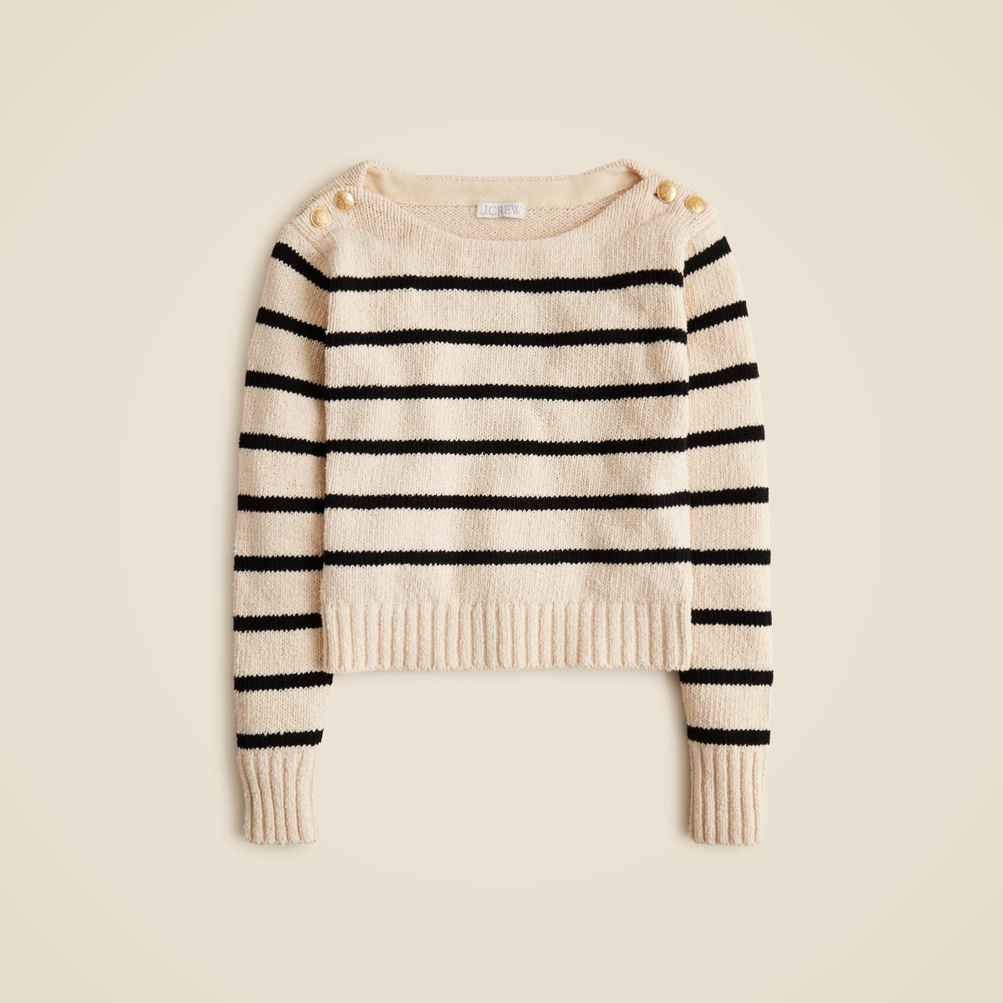 Marina boatneck sweater with gold buttons Product Image