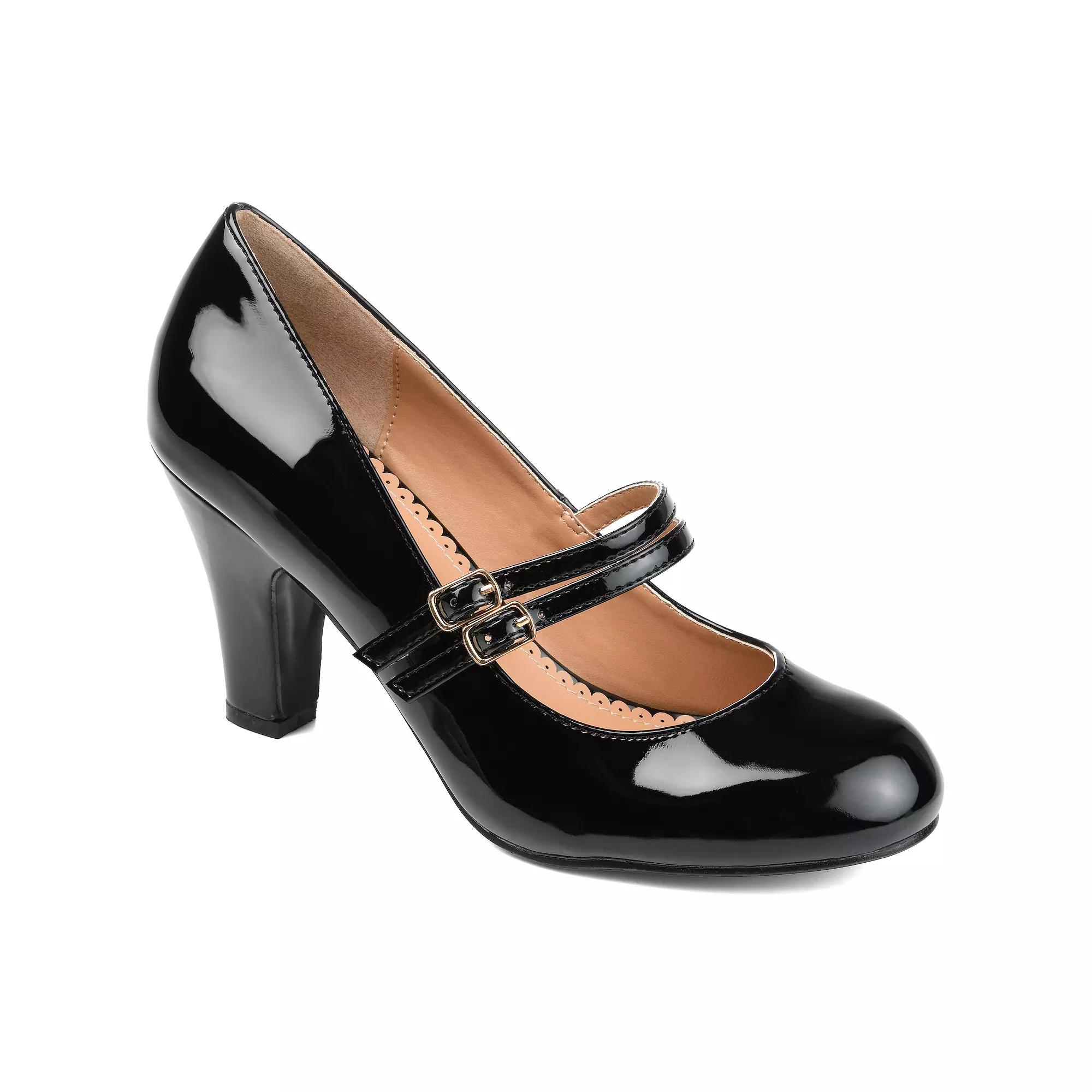 Journee Women's Windy Medium and Wide Width Pumps Patent/Black Product Image