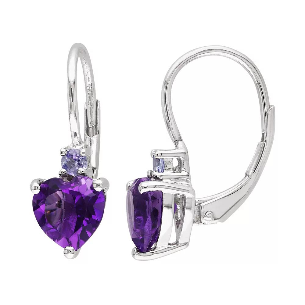 Stella Grace Sterling Silver African Amethyst & Tanzanite Heart Drop Earrings, Womens, Purple Product Image