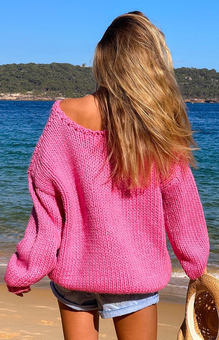 Delvey Hot Pink Chunky Knit Sweater Baby Product Image