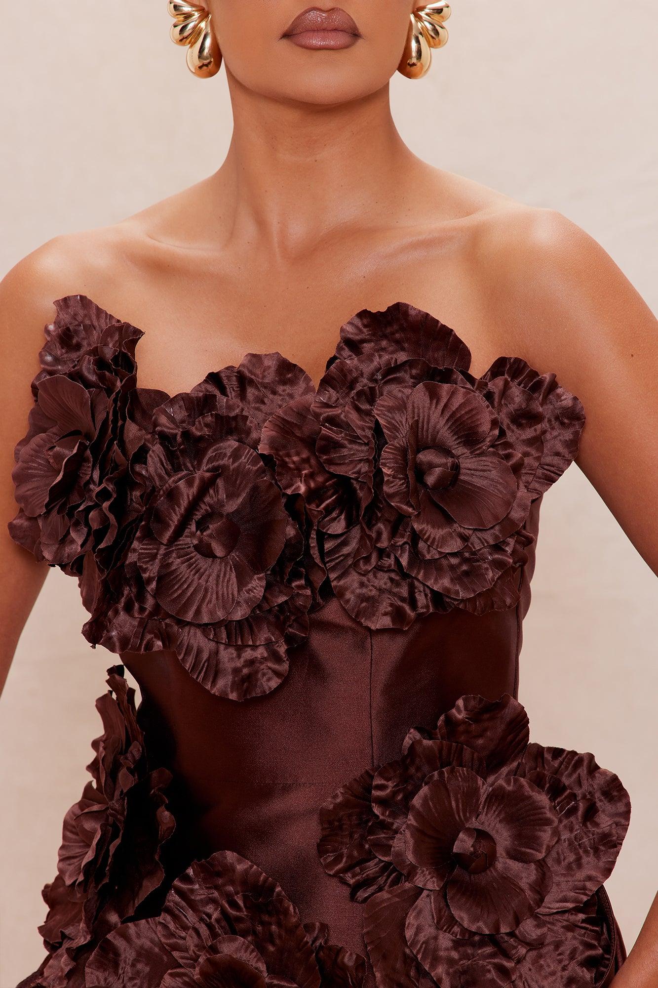 Dara Draped Taffeta Mini Dress - Chocolate Female Product Image