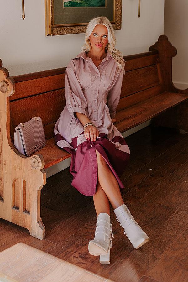 Hopeless Romantic Button Down Midi in Dusty Purple Product Image