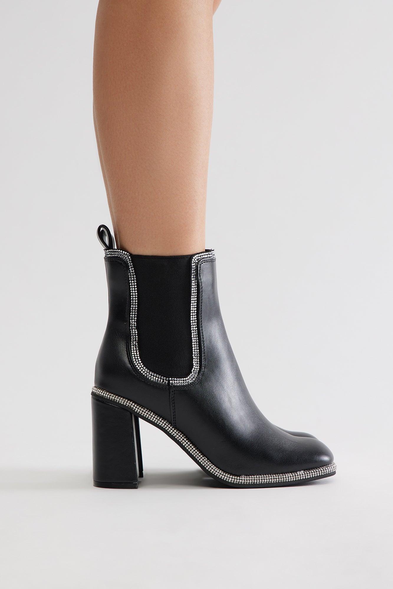 Sonora Rhinestone Booties - Black Product Image