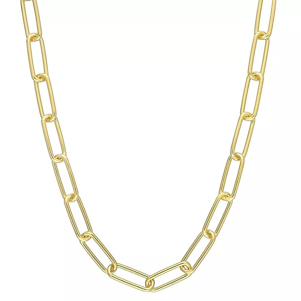 Stella Grace 18k Gold Over Silver 5 mm Paper Clip Link Chain Necklace, Womens 18k Gold Plated Product Image