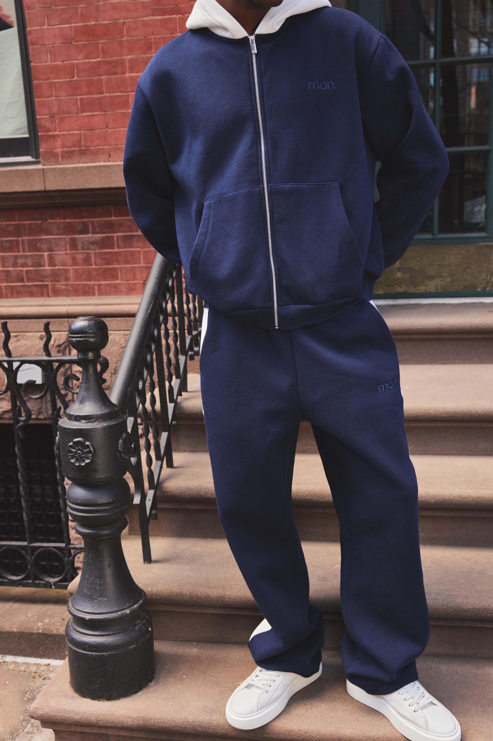 Straight Leg Man Colour Block Sweatpants | boohooMAN USA Product Image