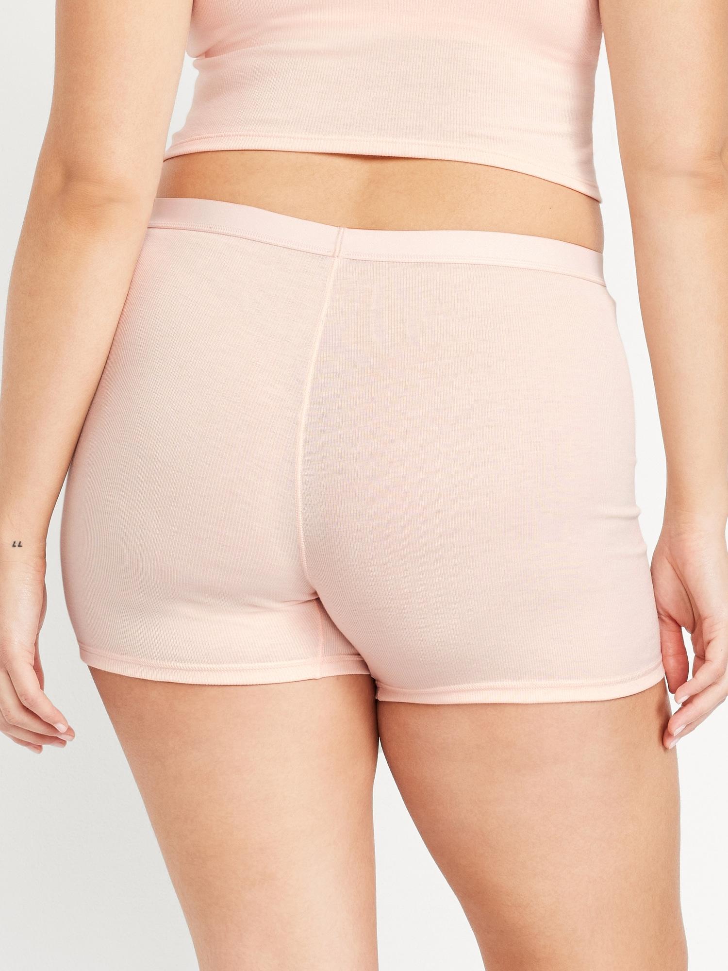 High-Waisted Ribbed Boyshort Briefs -- 3-inch inseam Product Image