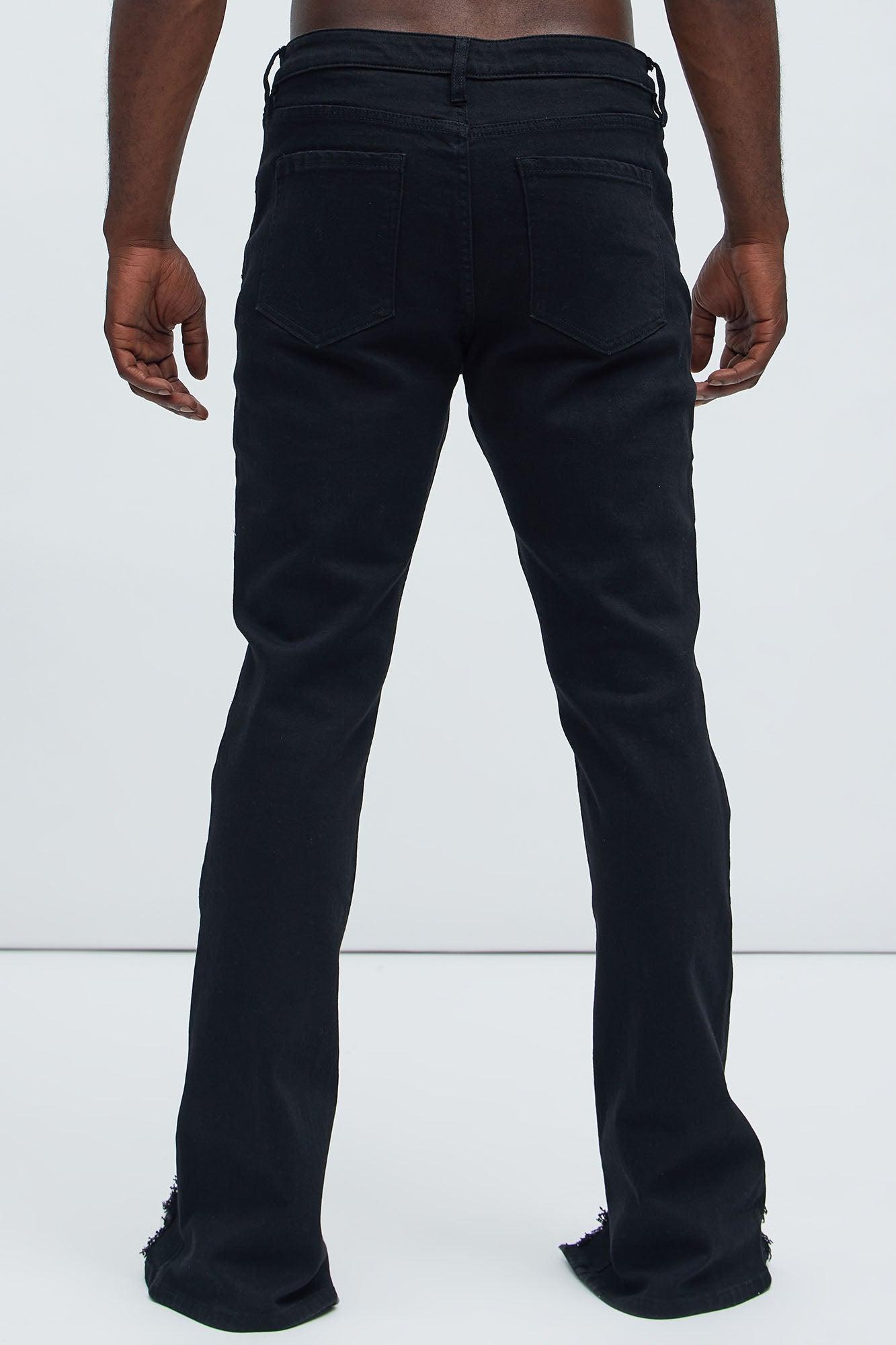 Slide Home Distressed Slim Stacked Flare Jeans - Black Product Image