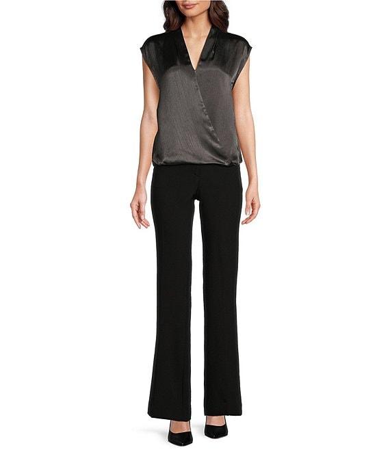 Calvin Klein Novelty Shine Cap Sleeve Faux Wrap Blouse Product Image