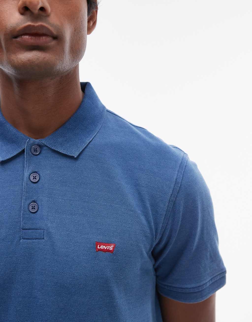 Levi's batwing logo slim fit pique polo in navy Product Image