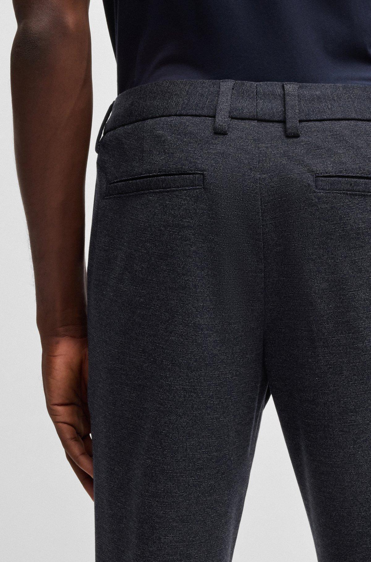 Slim-fit trousers in salt-and-pepper stretch jersey Product Image