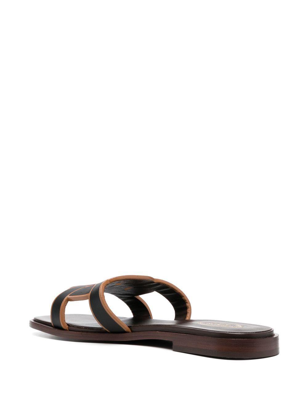 leather logo strap sandals Product Image