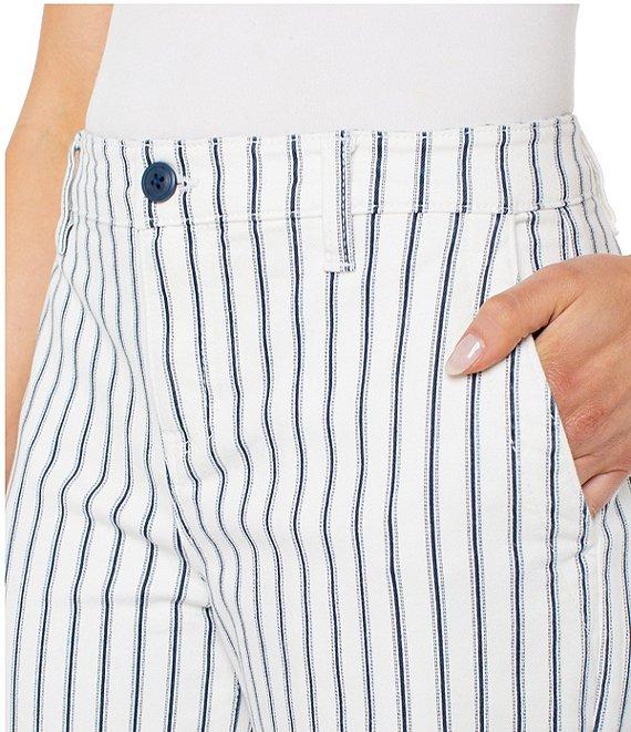 Liverpool Los Angeles Stretch Denim Striped Mid Rise Cropped Wide Leg Jeans Product Image