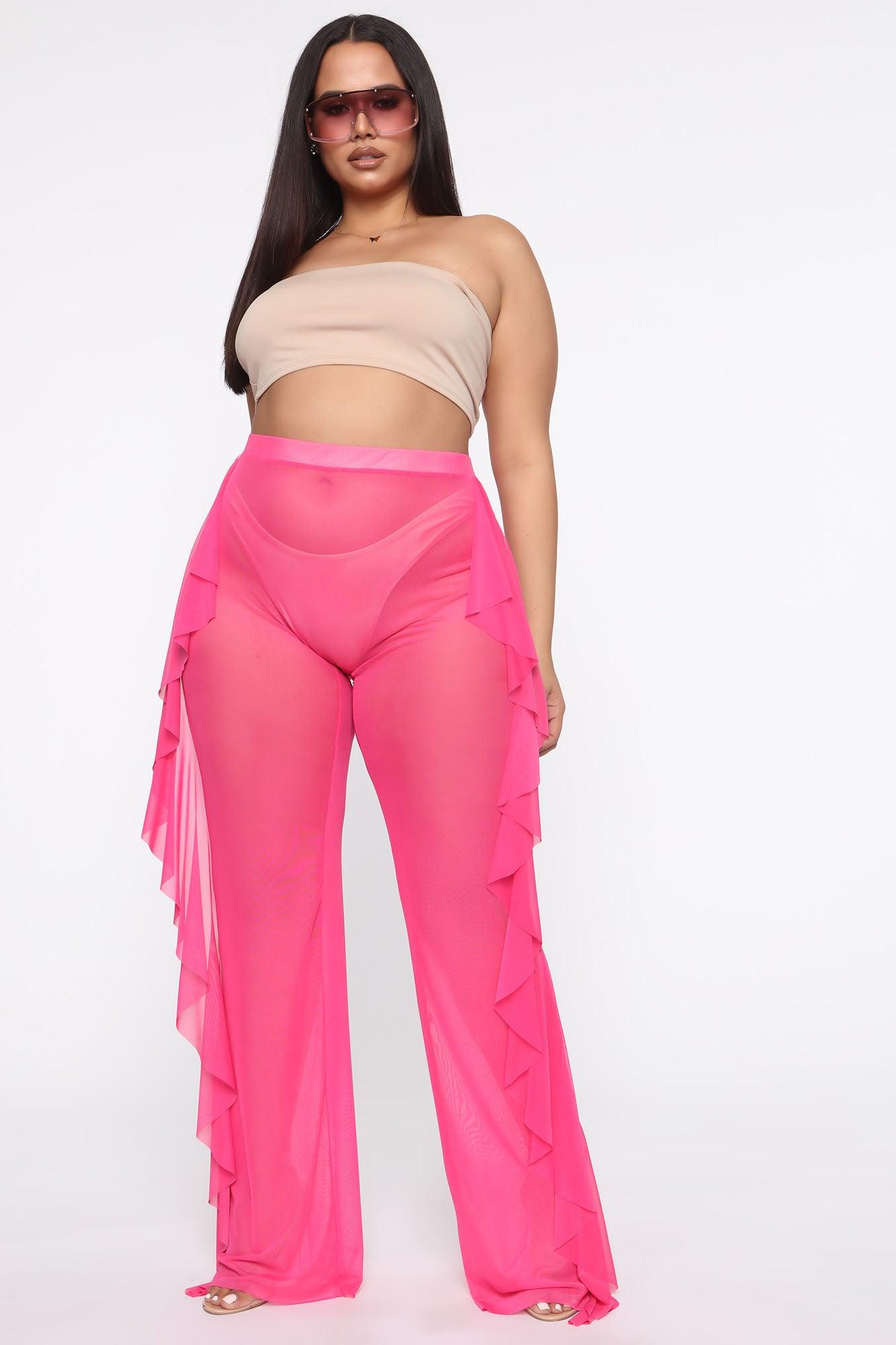 Sunshine See Through Cover Up Pant - Fuchsia Product Image