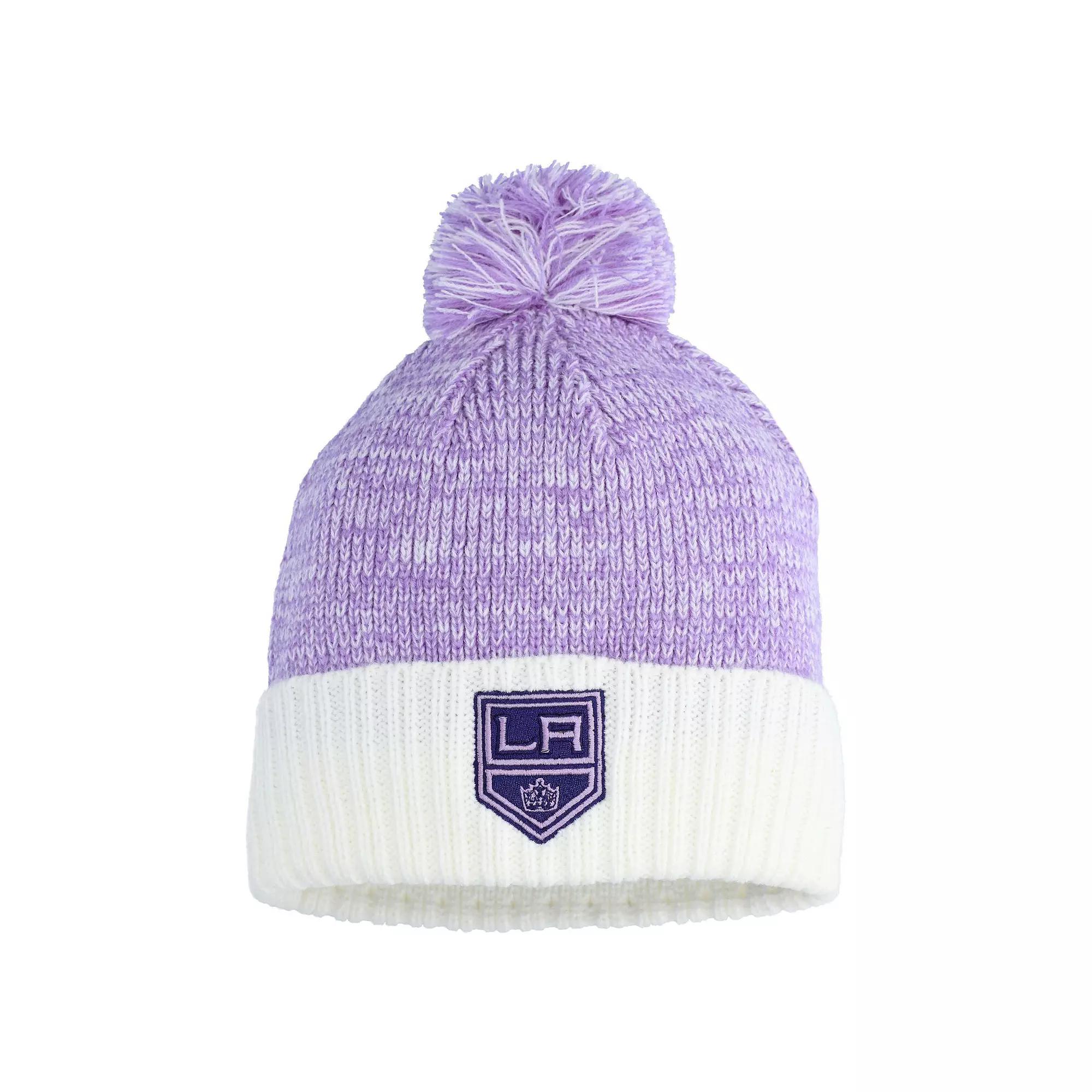 Men's Fanatics Lavender/White Los Angeles Kings Hockey Fights Cancer Cuffed Knit Hat with Pom, Kgs Team Product Image