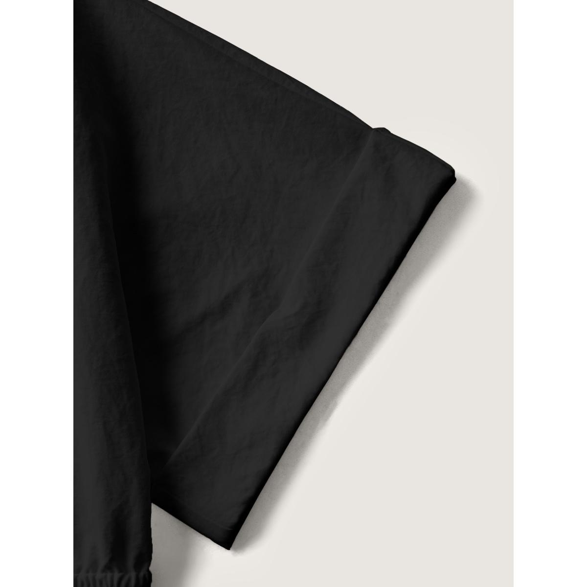 Plus Size Midfield Tiered Midi Shirt Dress Black Women Office Gathered Shirt collar Short sleeve Curvy BloomChic 30/6X Product Image