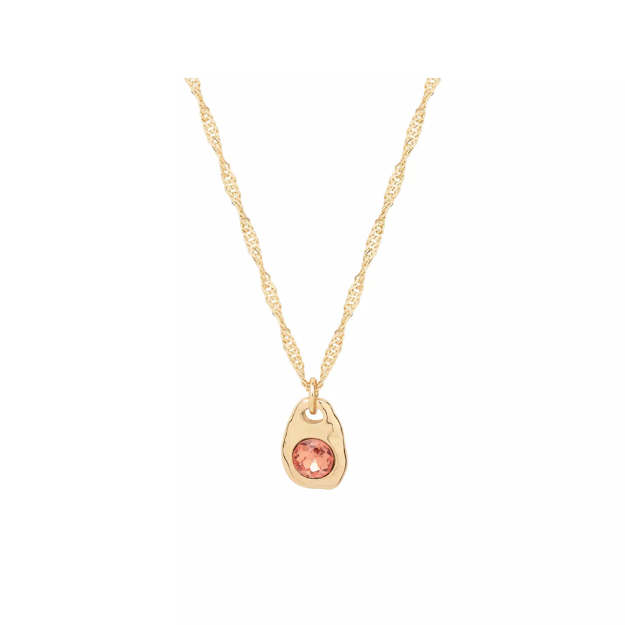 Emberly Gold Tone Hammered Stone Pendant Necklace, Women's, Orange Product Image
