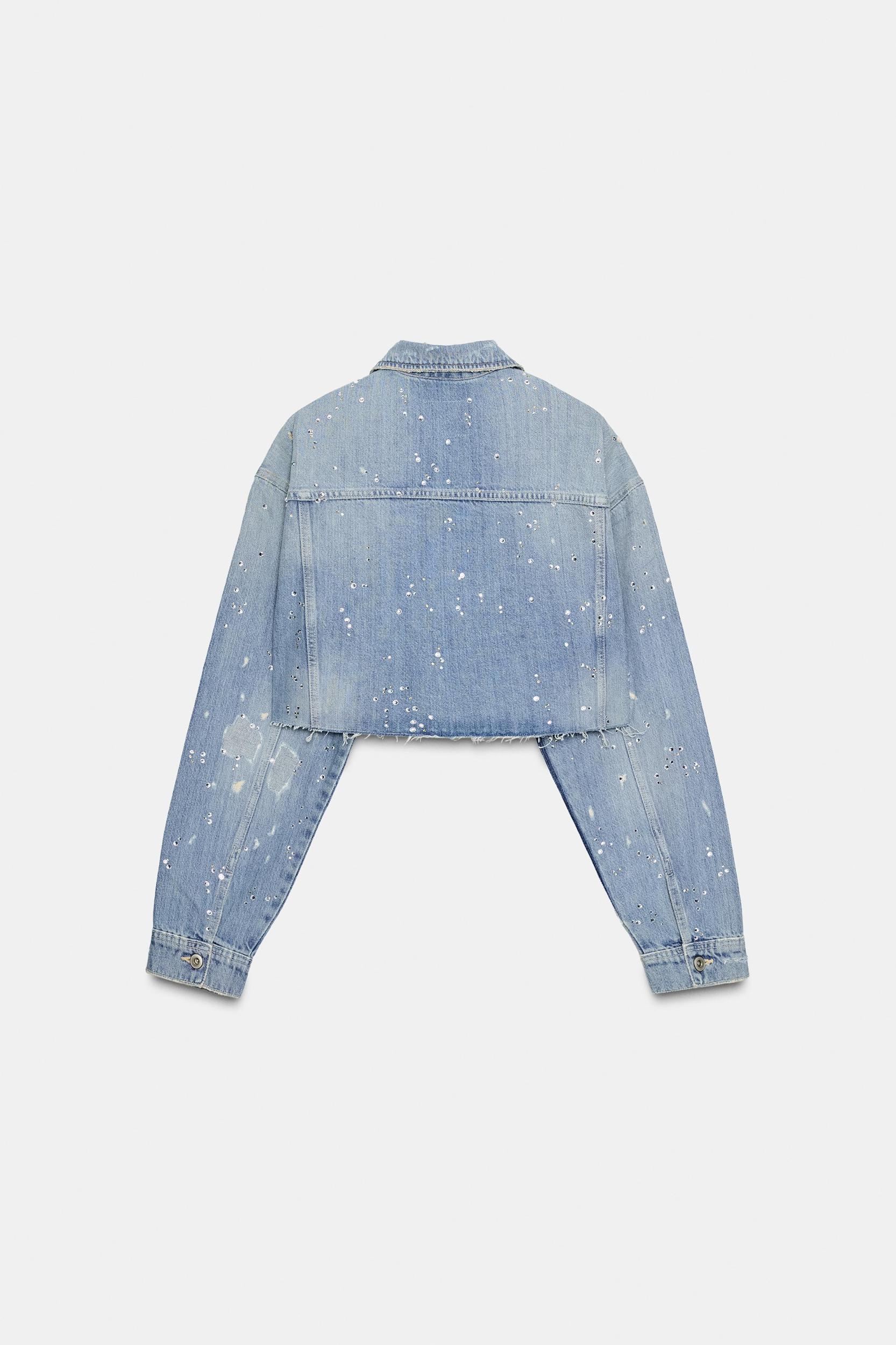 TRF STRASS CROP DENIM JACKET Product Image