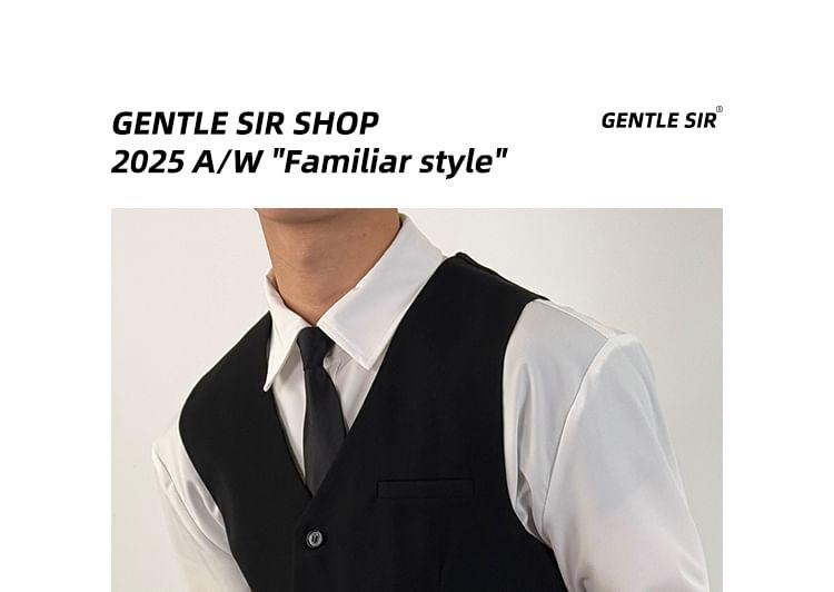 V-Neck Single-Breasted Plain Vest Product Image