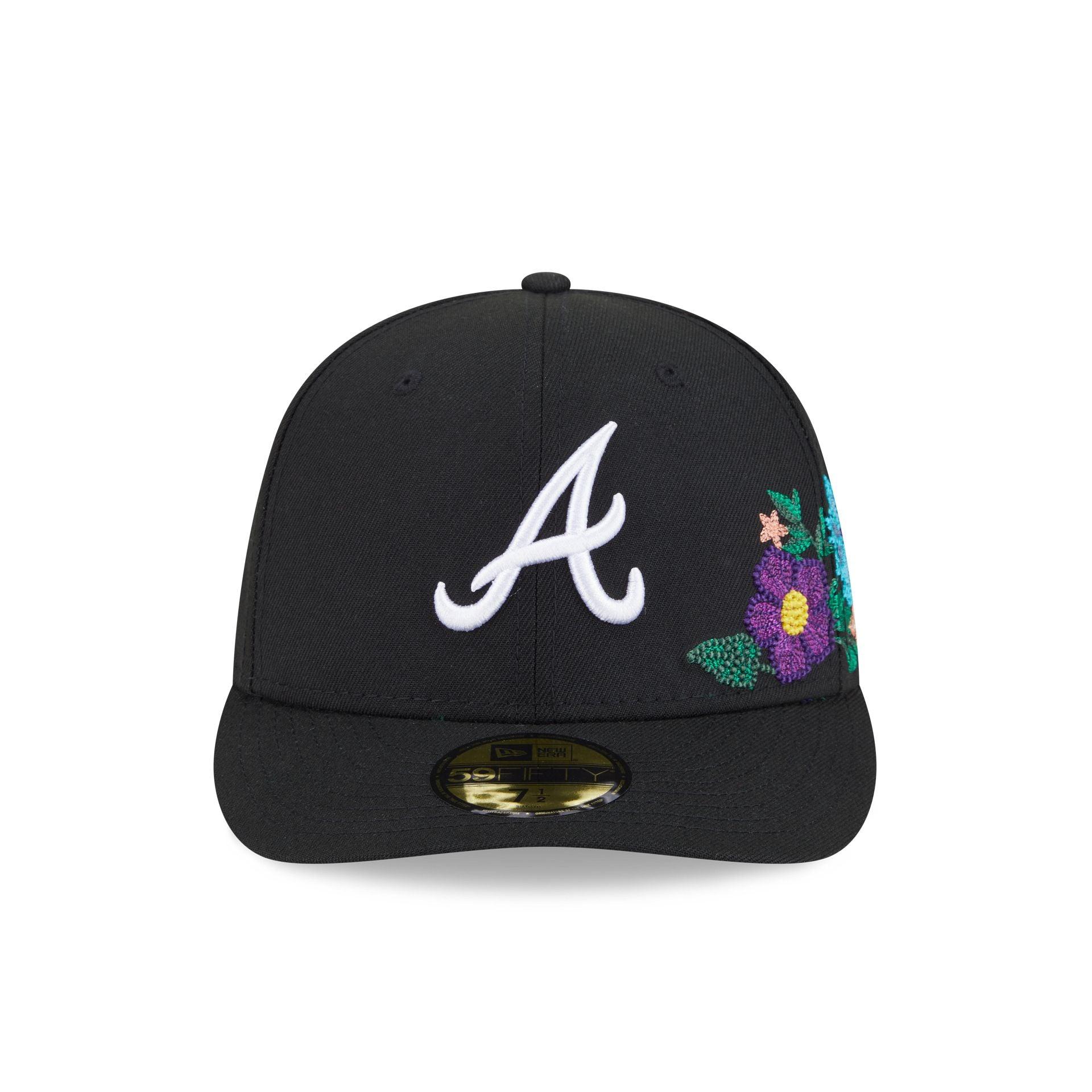Atlanta Braves Tonal Florals Black 59FIFTY Fitted Hat Male Product Image