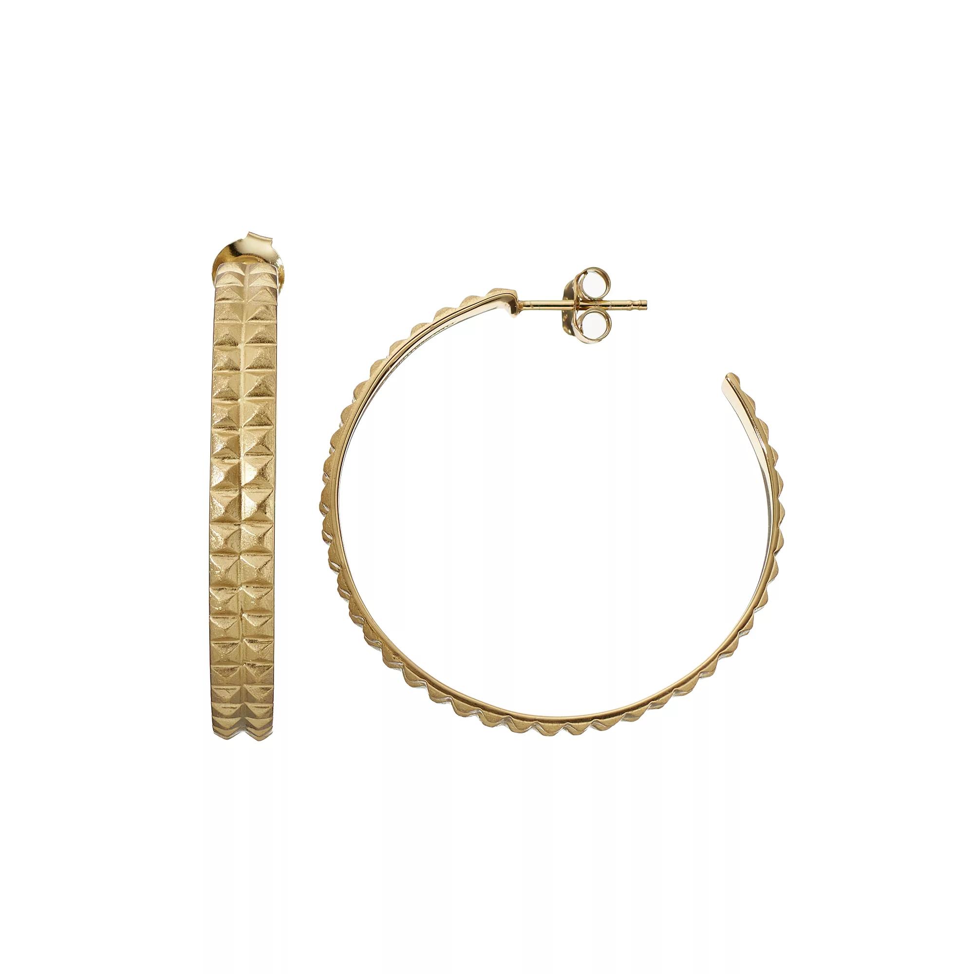 Sterling Silver Pyramid Hoop Earrings, Women's, White Over Silver Product Image