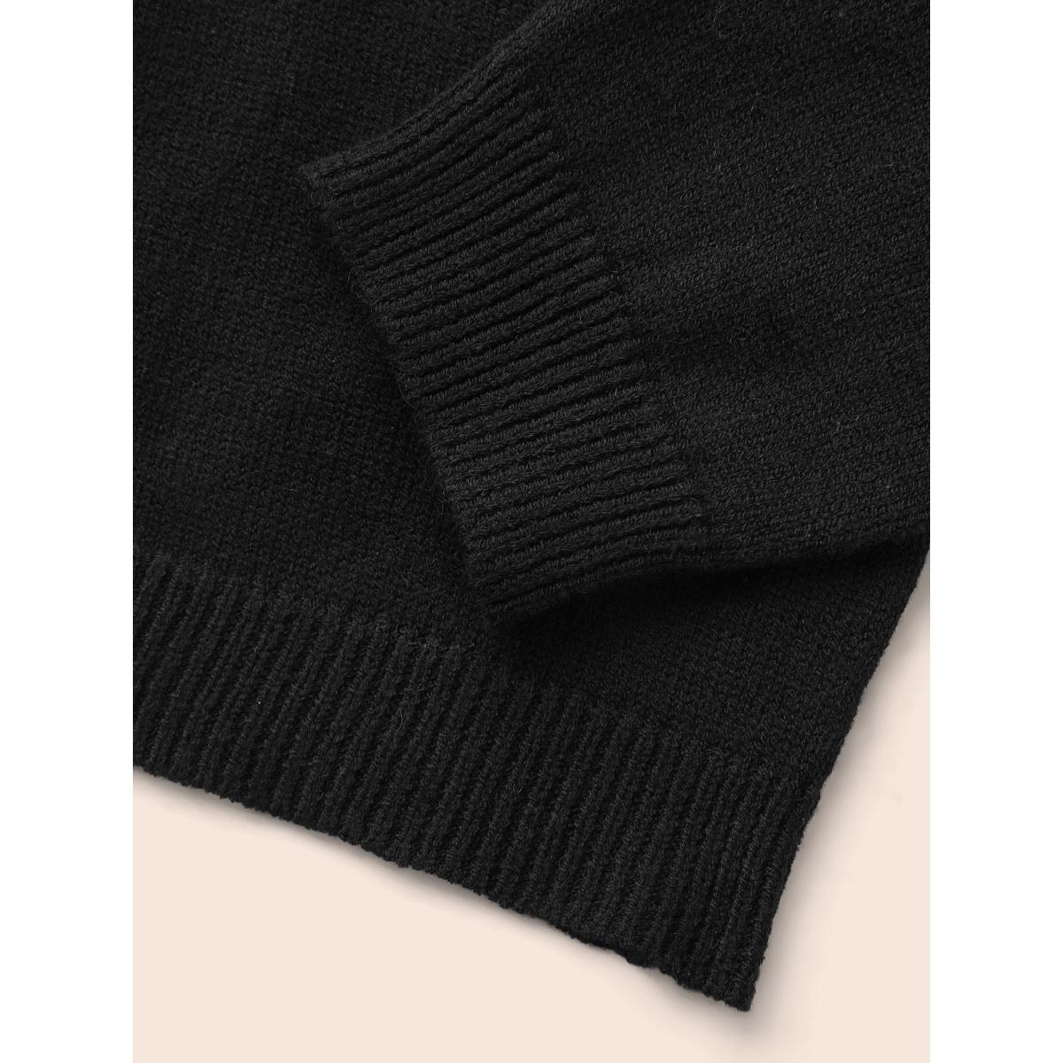 Plus Size Dog Jacquard Fluffy Drop Shoulder Pullover Black Women Casual Long Sleeve Round Neck Everyday Pullovers BloomChic 22-24/3X Product Image