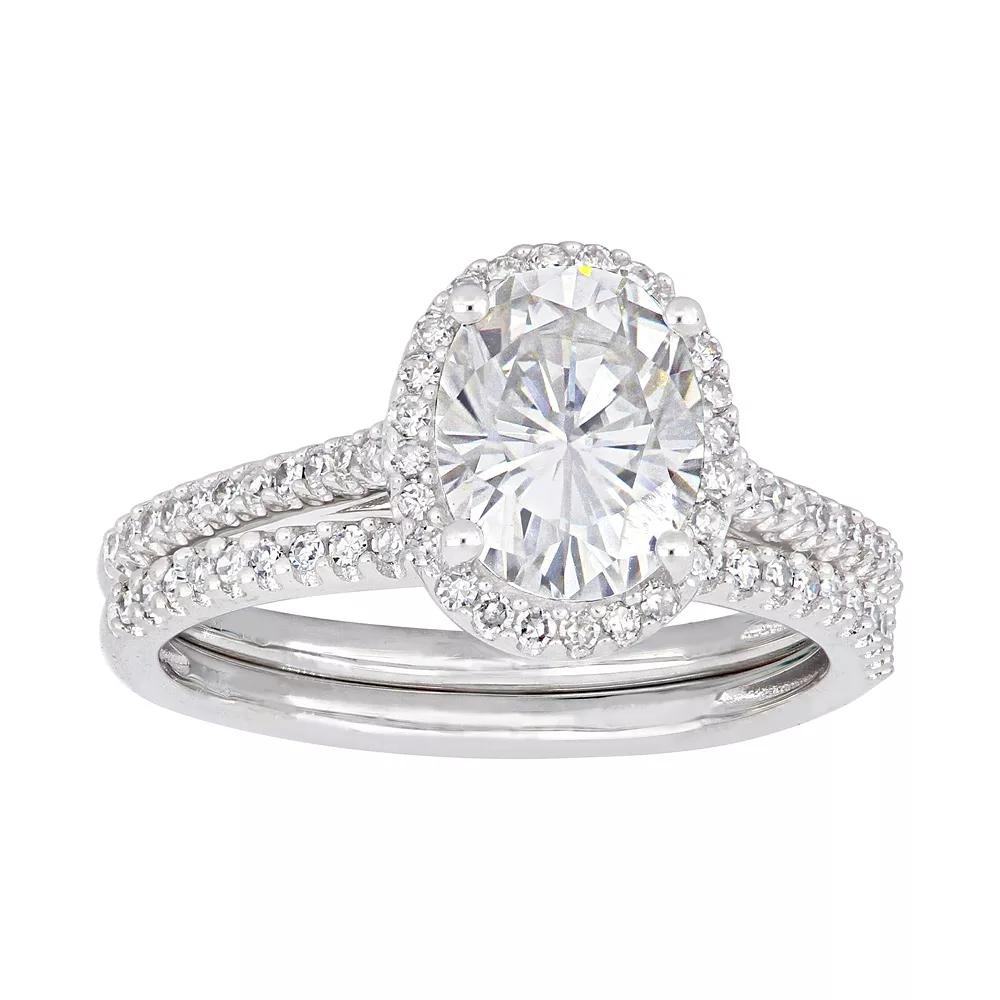 Stella Grace 14k White Gold 1/3 Carat Diamond & Moissanite Bridal Ring Set, Womens 14k Whgold Product Image