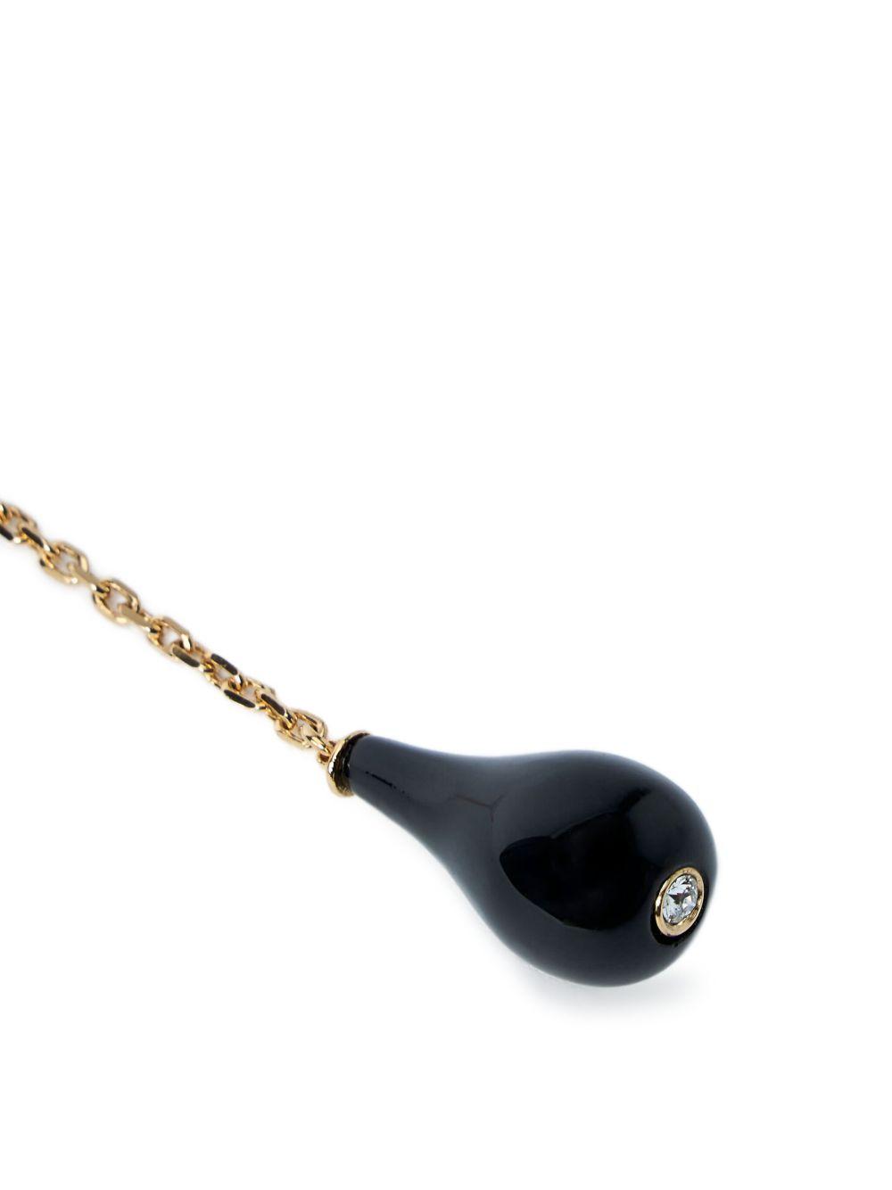 18K gold-plated brass onyx drop necklace Product Image