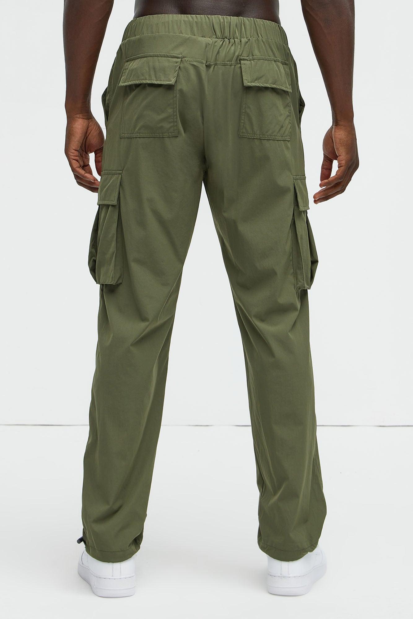 Put Me On Something Slim Nylon Cargo Pants - Olive Product Image
