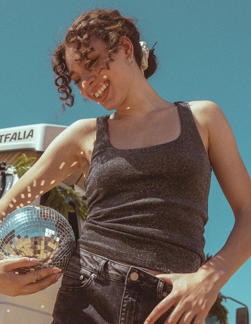 JJXX Sparkle Womens Tank Top - BLACK Product Image