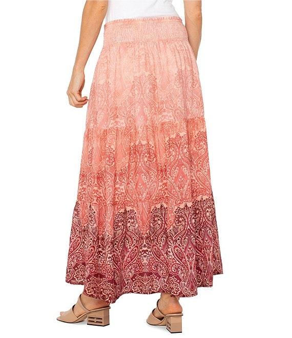Liverpool Los Angeles Woven Paisley Print Tiered Maxi A-Line Skirt Product Image