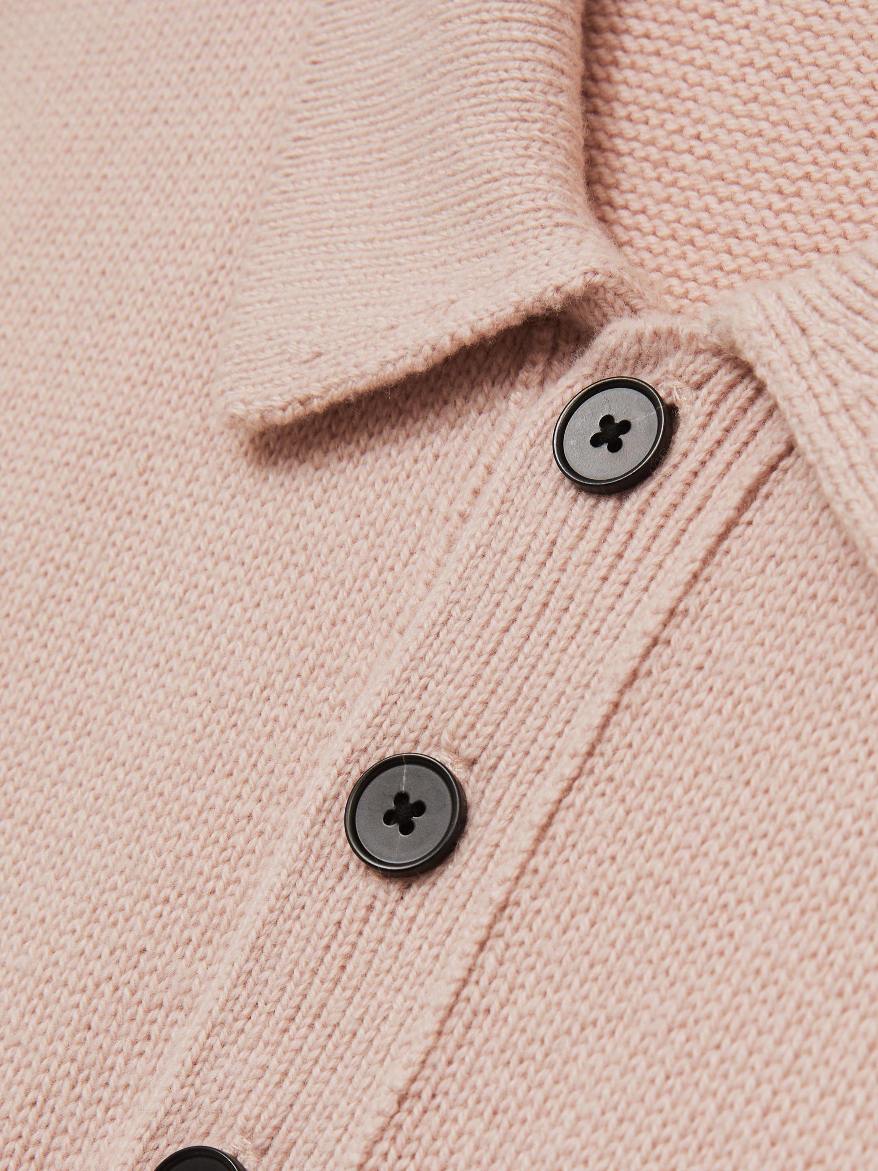 Wool-Blend Long-Sleeve Polo Shirt in Soft Pink Product Image