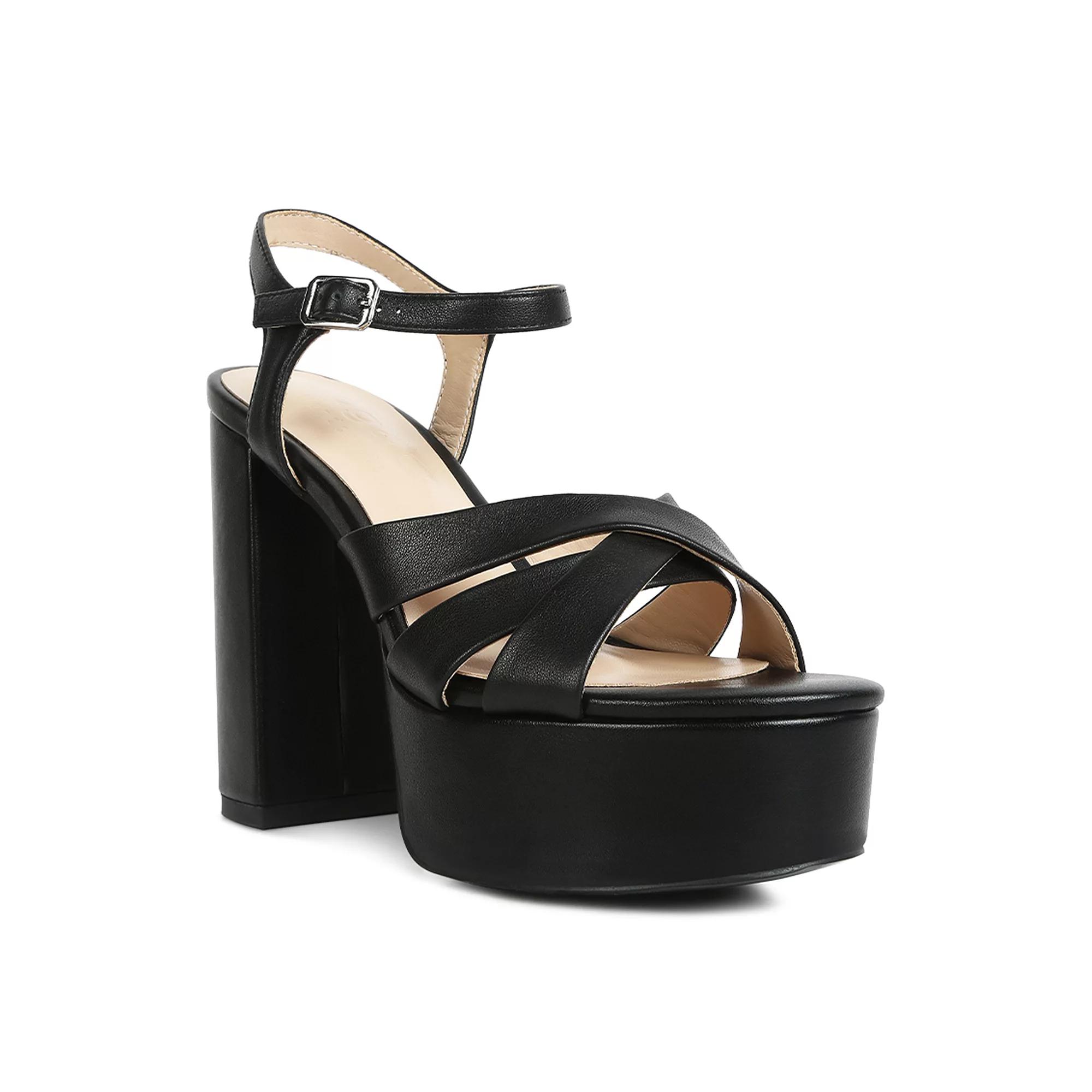 Rag & Co De-Vil Women's Leather Block Heel Dress Sandals, Size: 8, Black Product Image