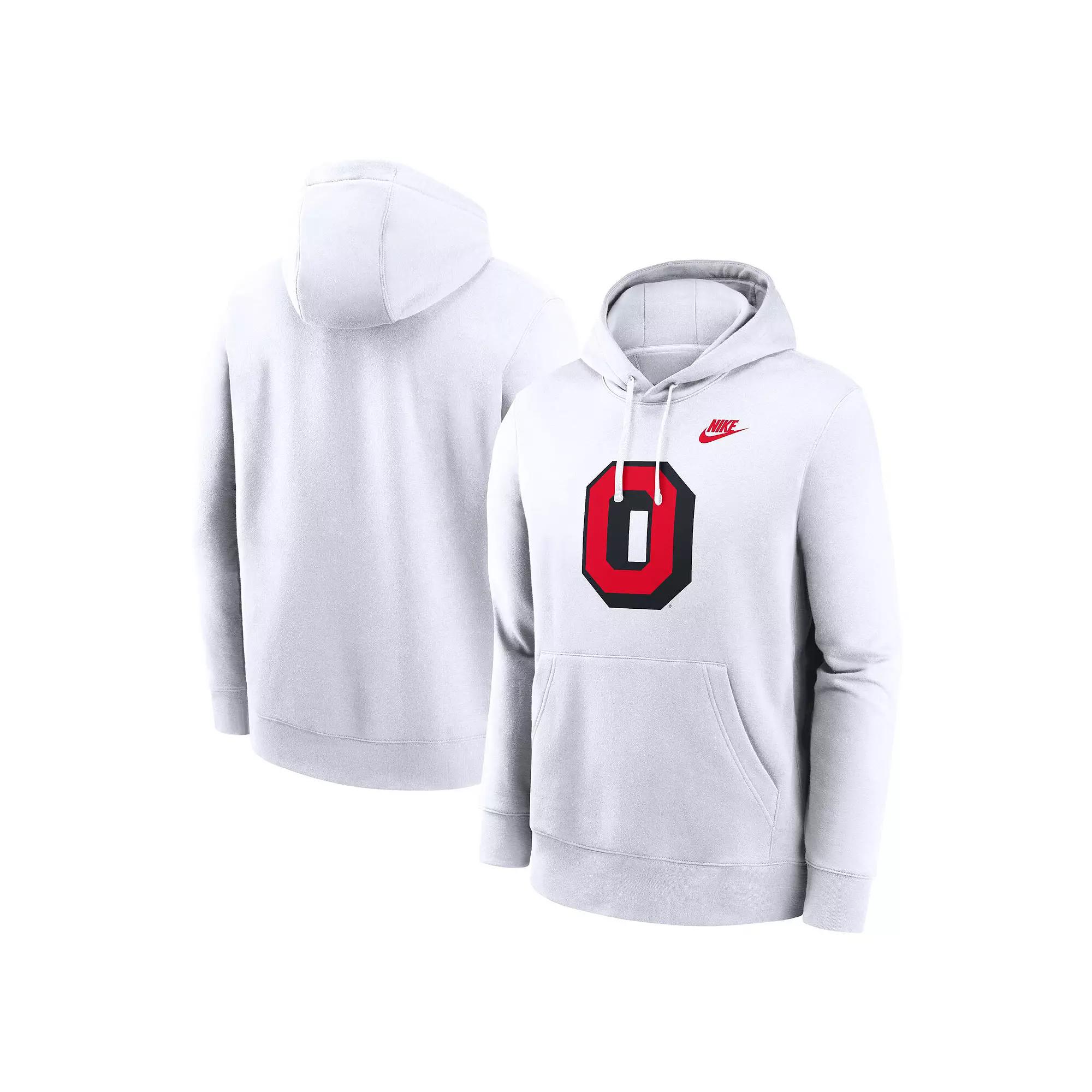 Men's Nike White Ohio State Buckeyes Legacy Logo Club Fleece Pullover Hoodie,  Product Image