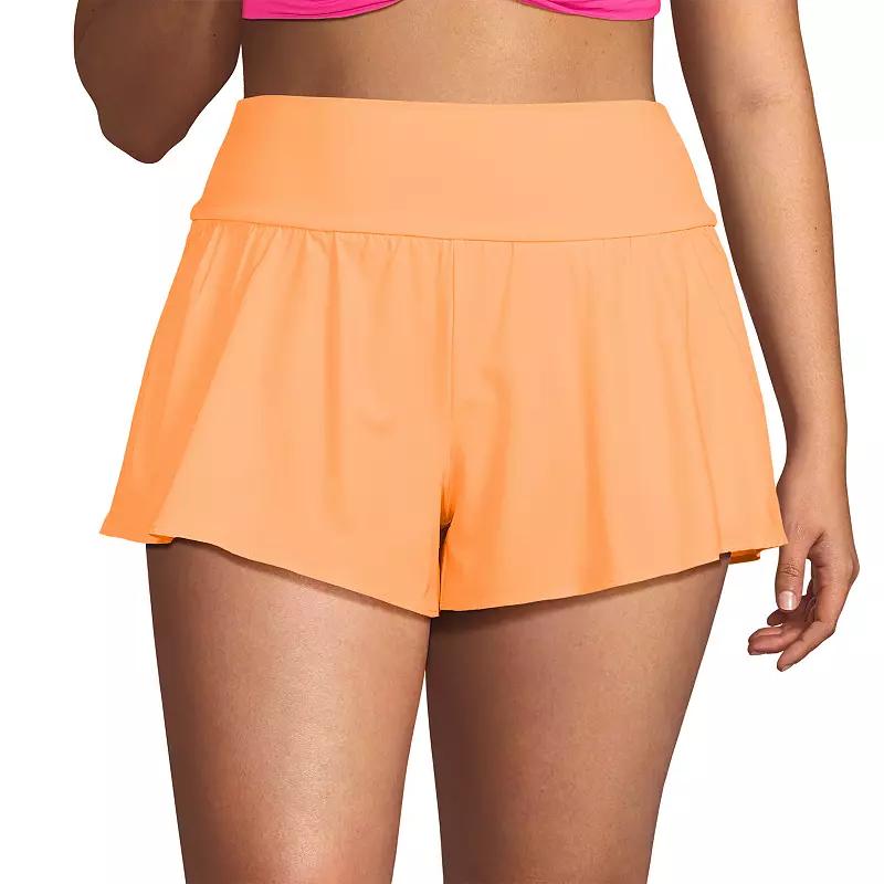 Plus Size Lands' End Pinchless Flutter Swim Shorts with Panty, Women's, Size: 26 W, Orange Mist Product Image