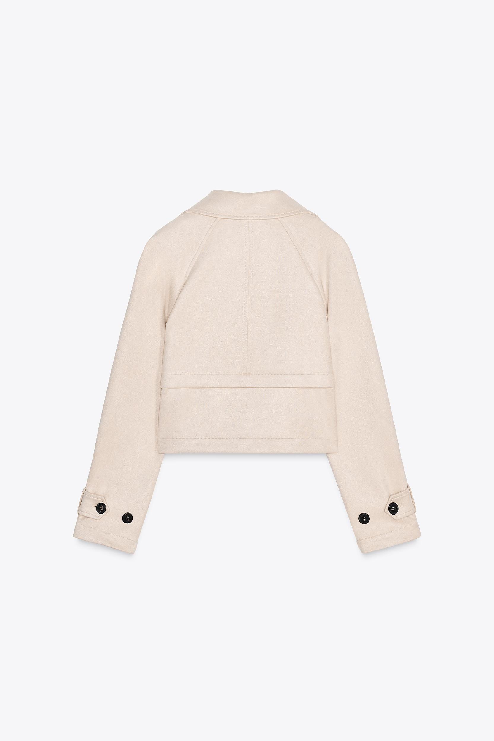 SHORT FAUX SUEDE TRENCH COAT Product Image