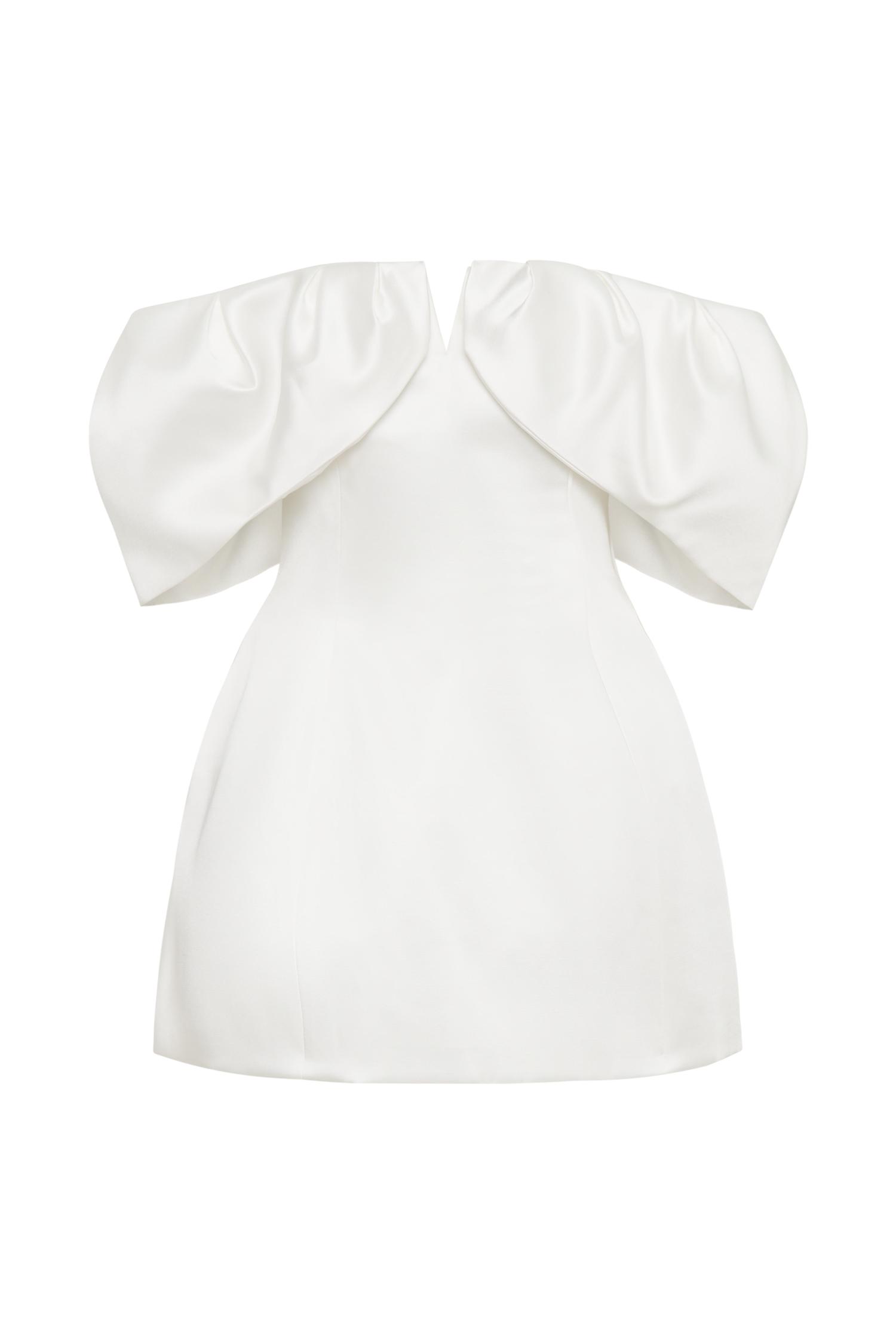 Portia Off Shoulder Satin Corset Dress - White Product Image