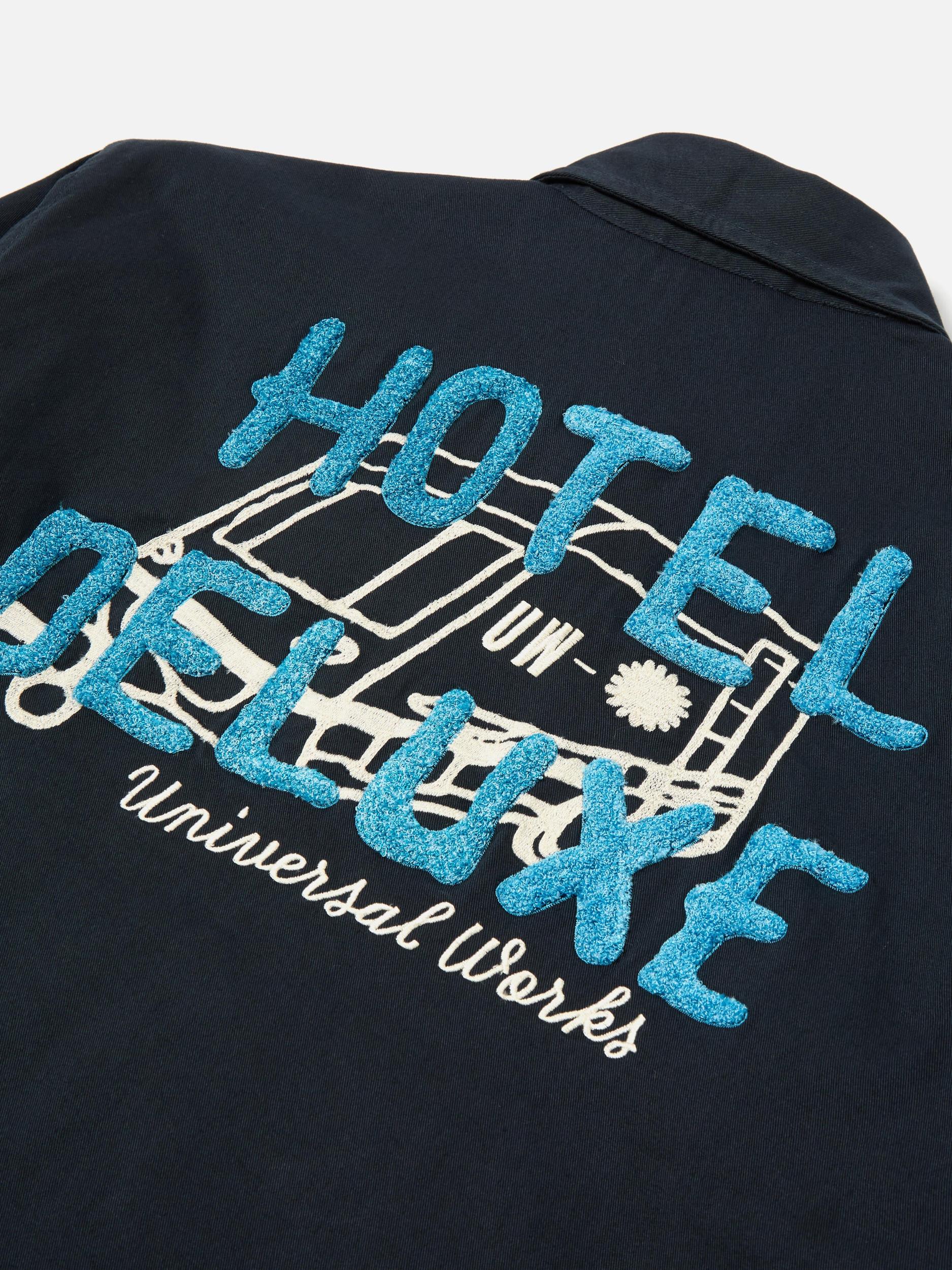 Universal Works Windcheater in Navy Embroidered Twill Product Image