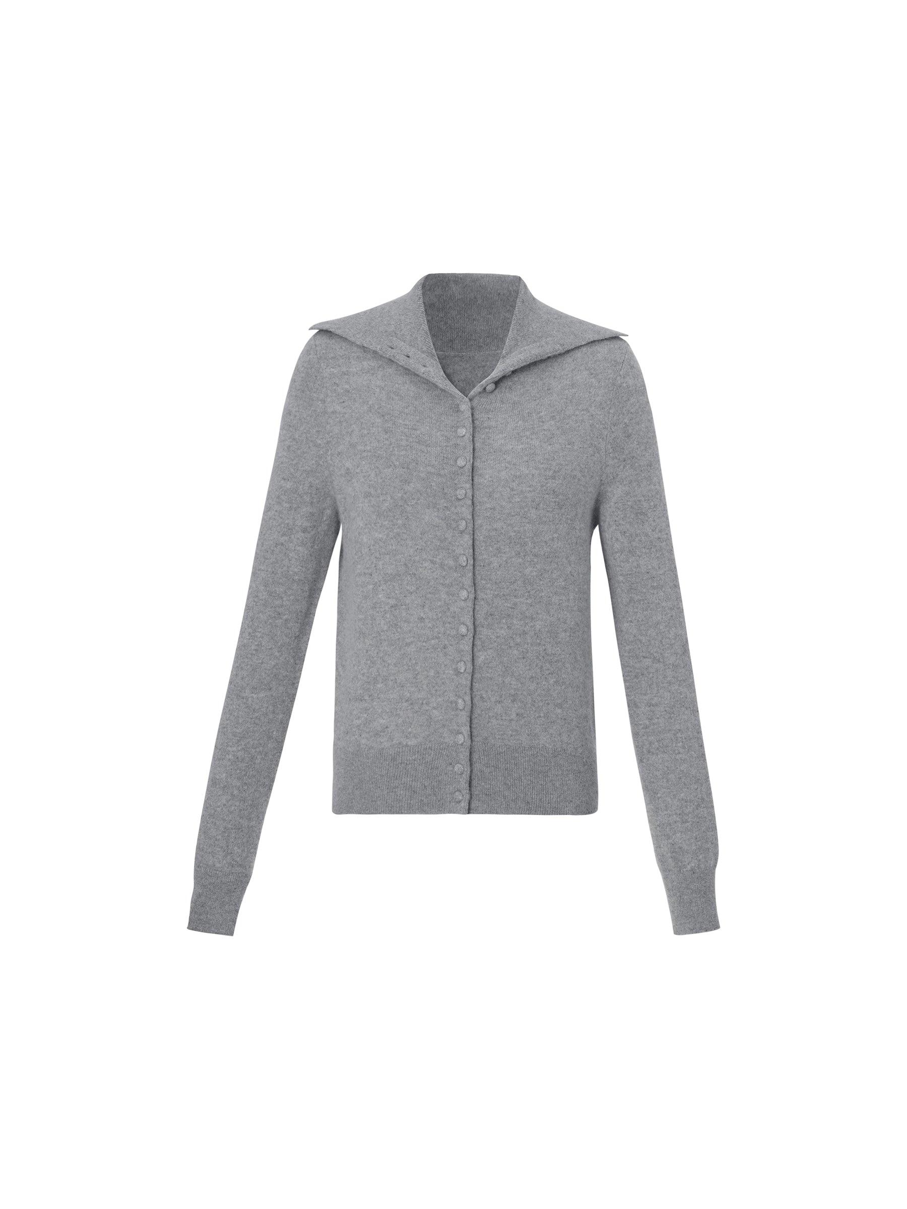 100% Cashmere Folded Collar Women Cardigan Product Image