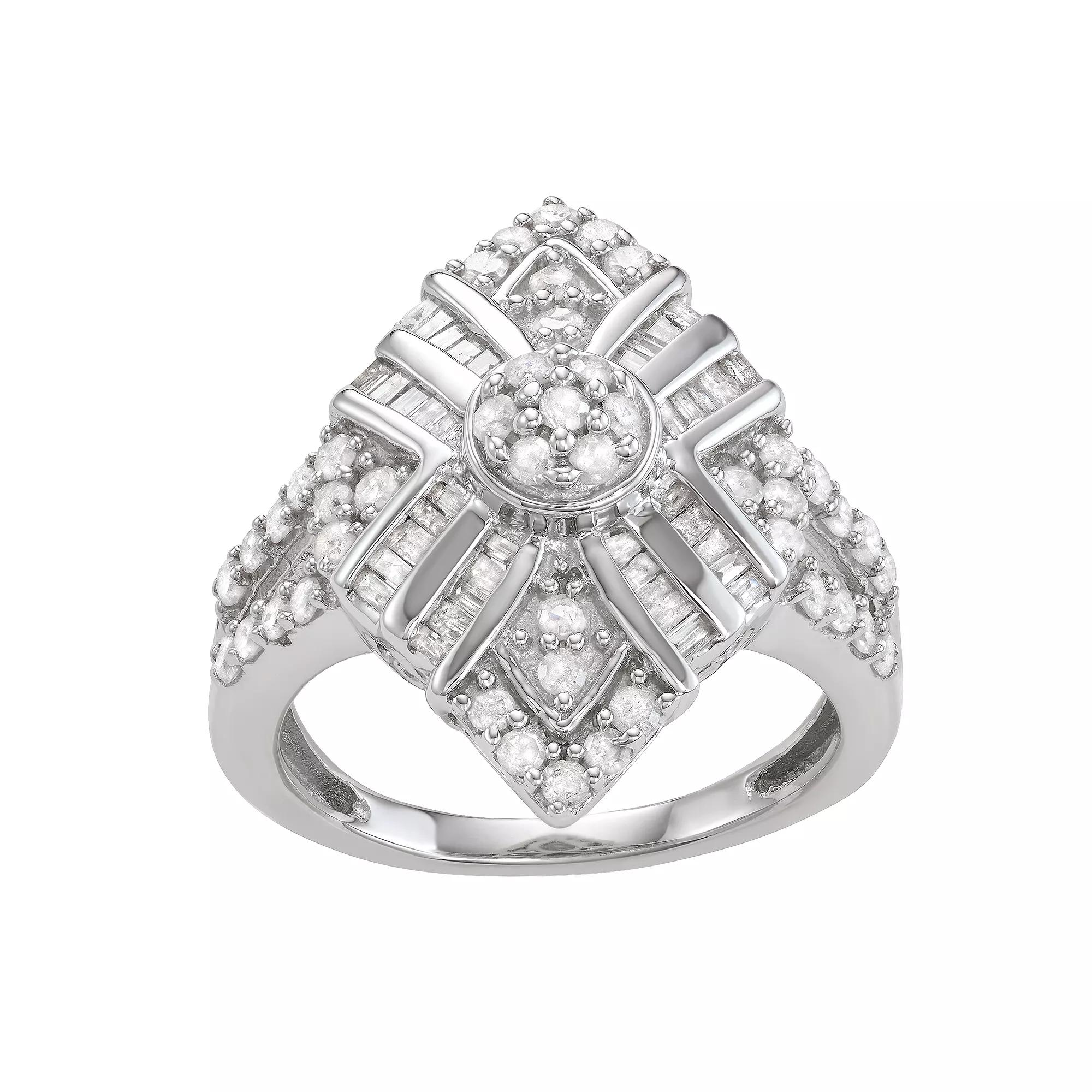 Jewelexcess Sterling Silver 1 C.T. Diamond Baguette Ring, Women's, Size: 7, Silvertone Product Image