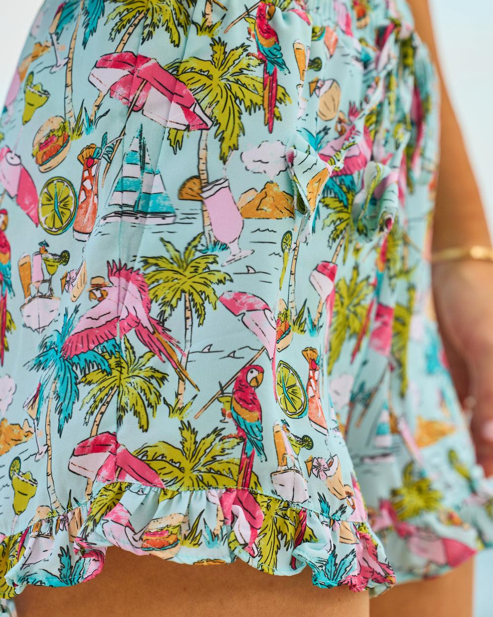 Margaritaville by Kenny Flowers - Welcome to Margaritaville – Ocean Blue – Ladies Resort Shorts Product Image