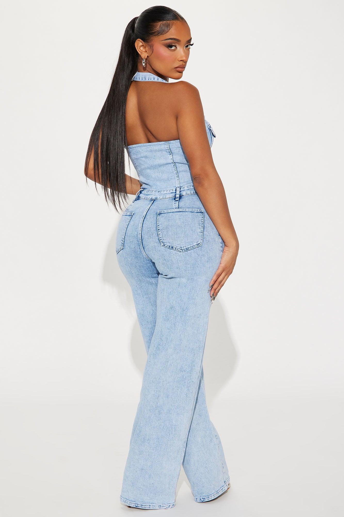 Stay Around Denim Jumpsuit - Light Wash Product Image