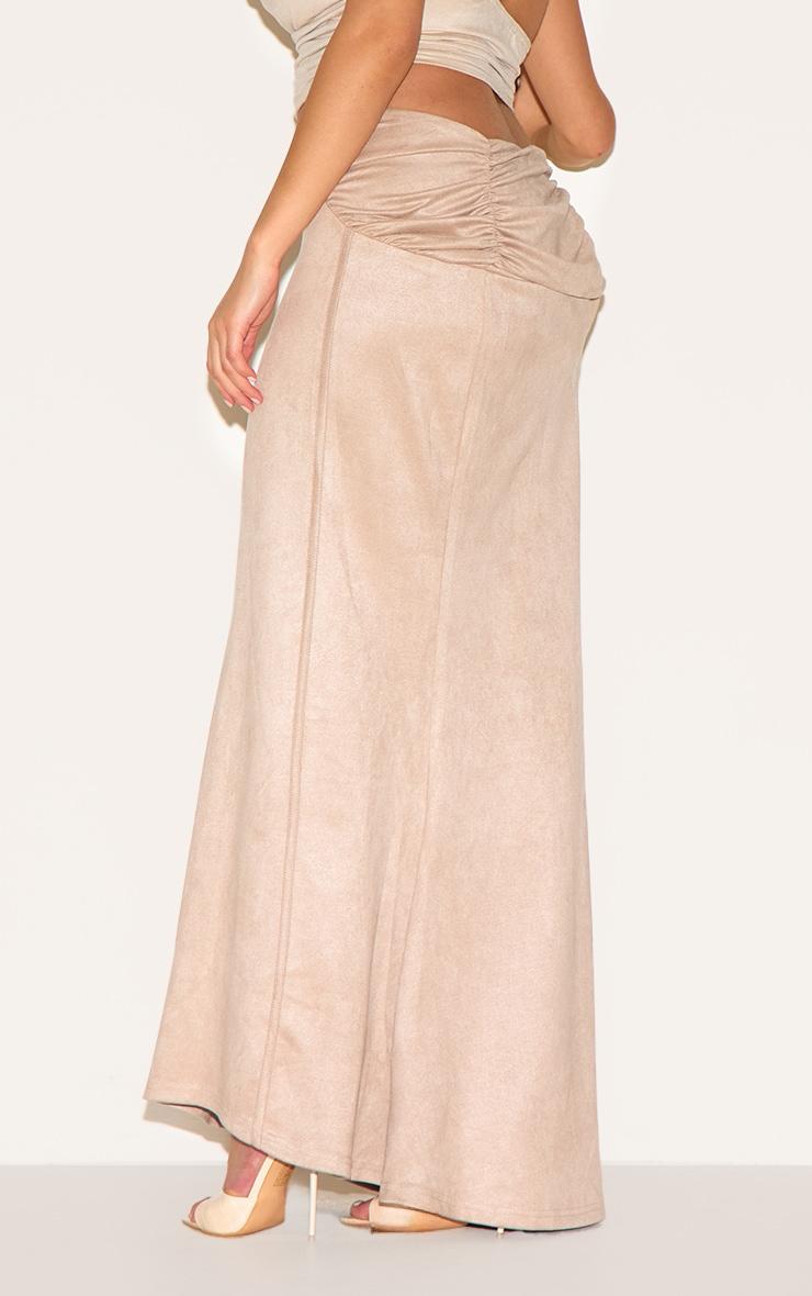 Plus Stone Faux Suede Ruching Waist Detail Maxi Skirt Product Image