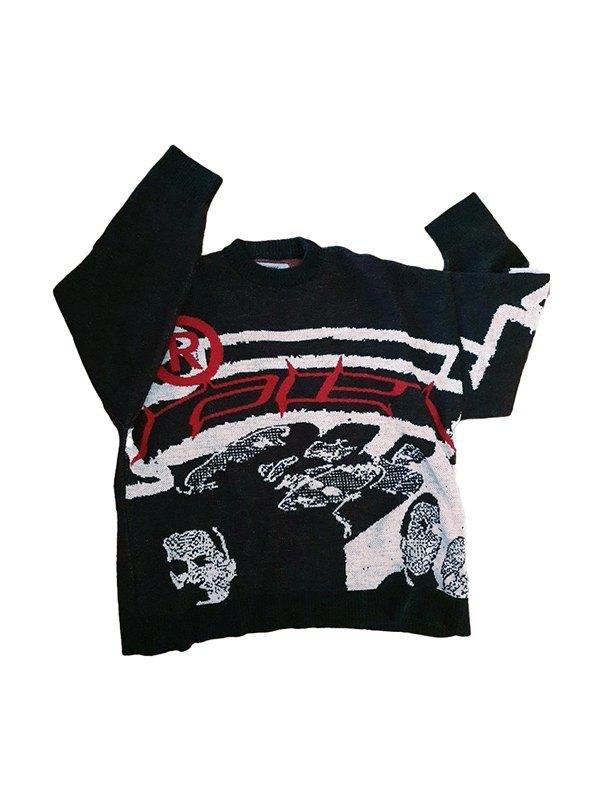 Long Sleeve Jacquard Crew Neck Sweater Product Image