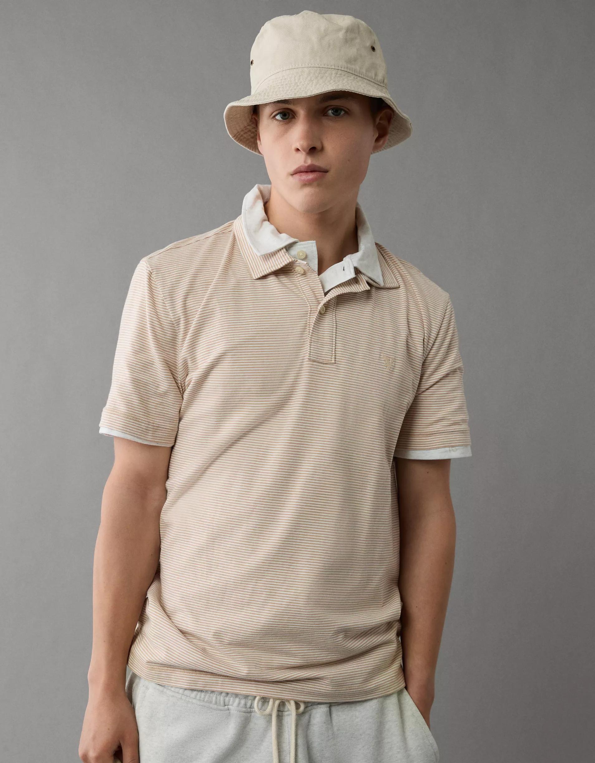 AE 24/7 Club Logo Striped Polo Shirt Product Image