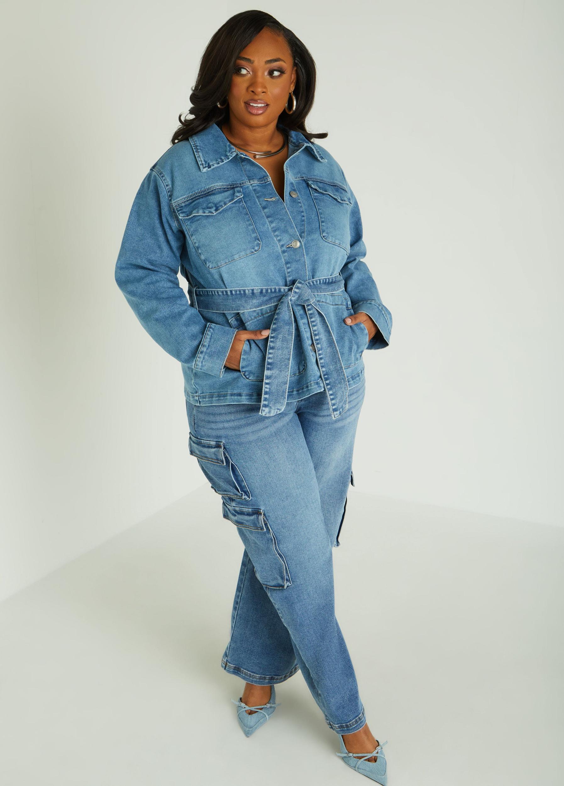 Belted Denim Shacket Product Image