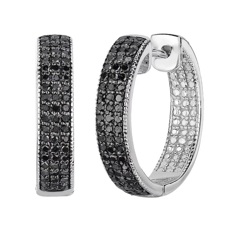 Sterling Silver 1/2 Carat T.W. Black Diamond Inside-Out Hoop Earrings, Women's Product Image