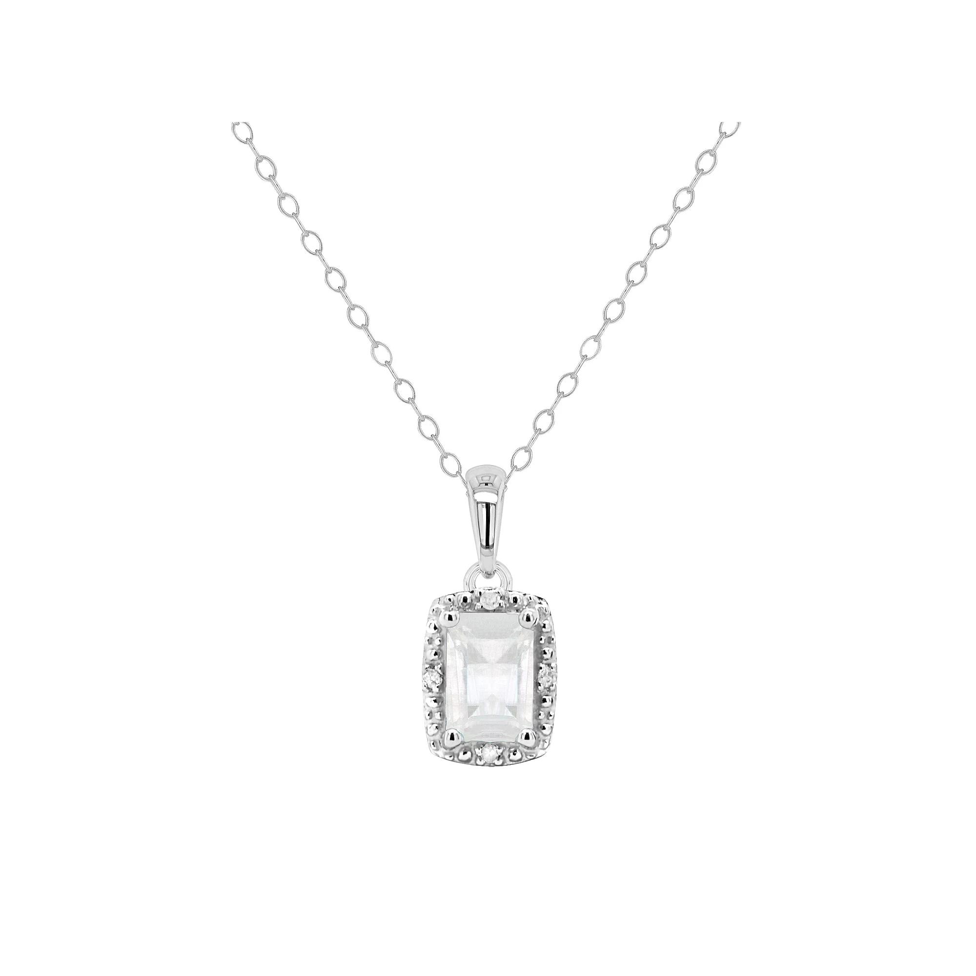 Celebration Gems Sterling Silver Gemstone & Diamond Accent Pendant Necklace, Women's,  Product Image