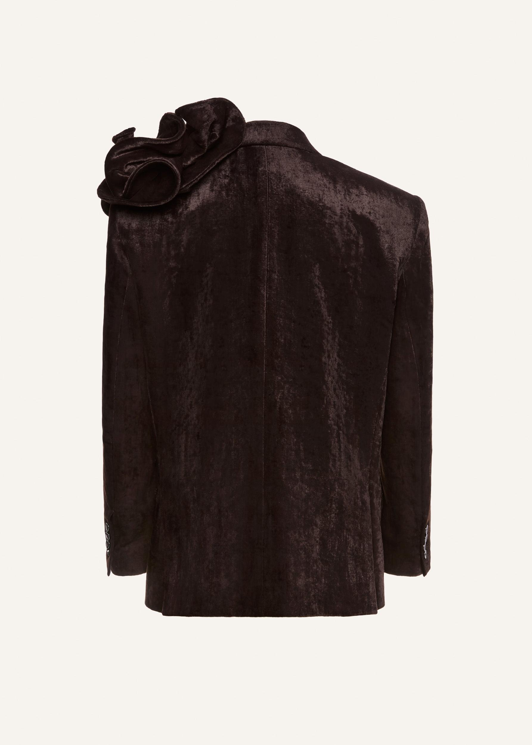 Velvet flower blazer in dark brown Product Image