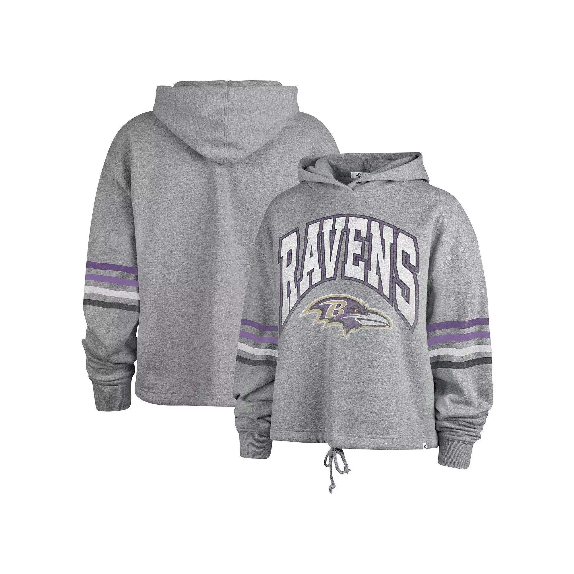 Women's '47 Gray Baltimore Ravens Upland Bennett Pullover Hoodie, Size: Small, Grey Product Image